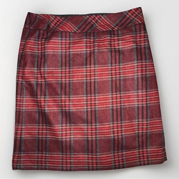 Eddie Bauer Vintage Plaid Wool Mini Skirt Red Black Size 6 Preppy Academia - Picture 1 of 9